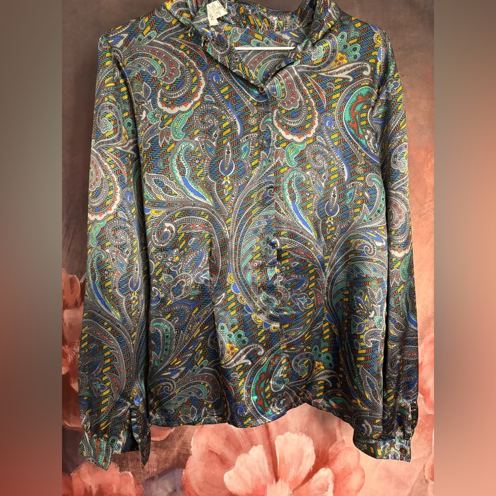 Green Multicolored Nicola Blouse Size 8